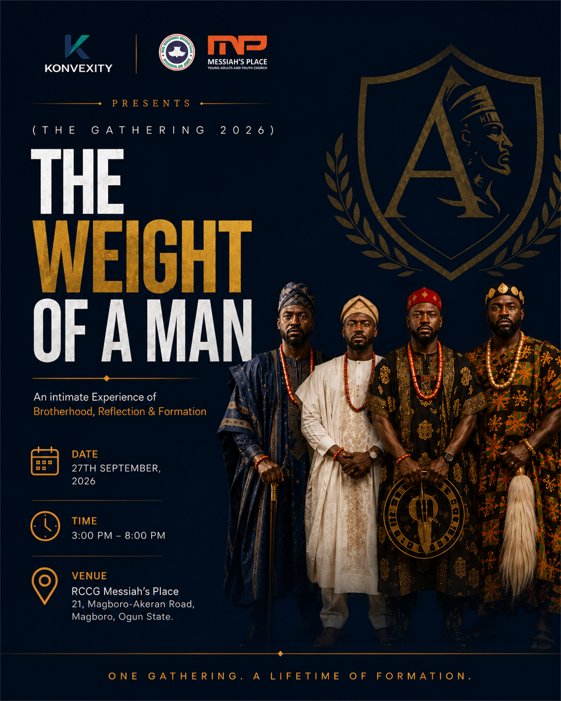 The Gathering 2026 official event flyer, The Weight of a Man